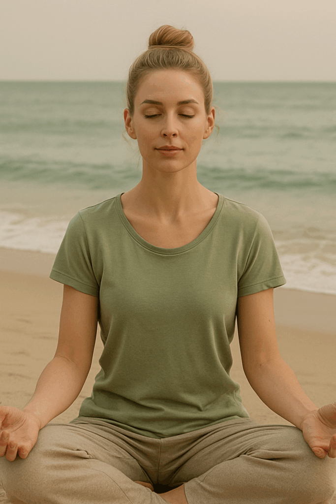 frau im schneidersitz